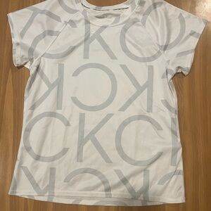 Calvin Klein White and Gray Logo Tee